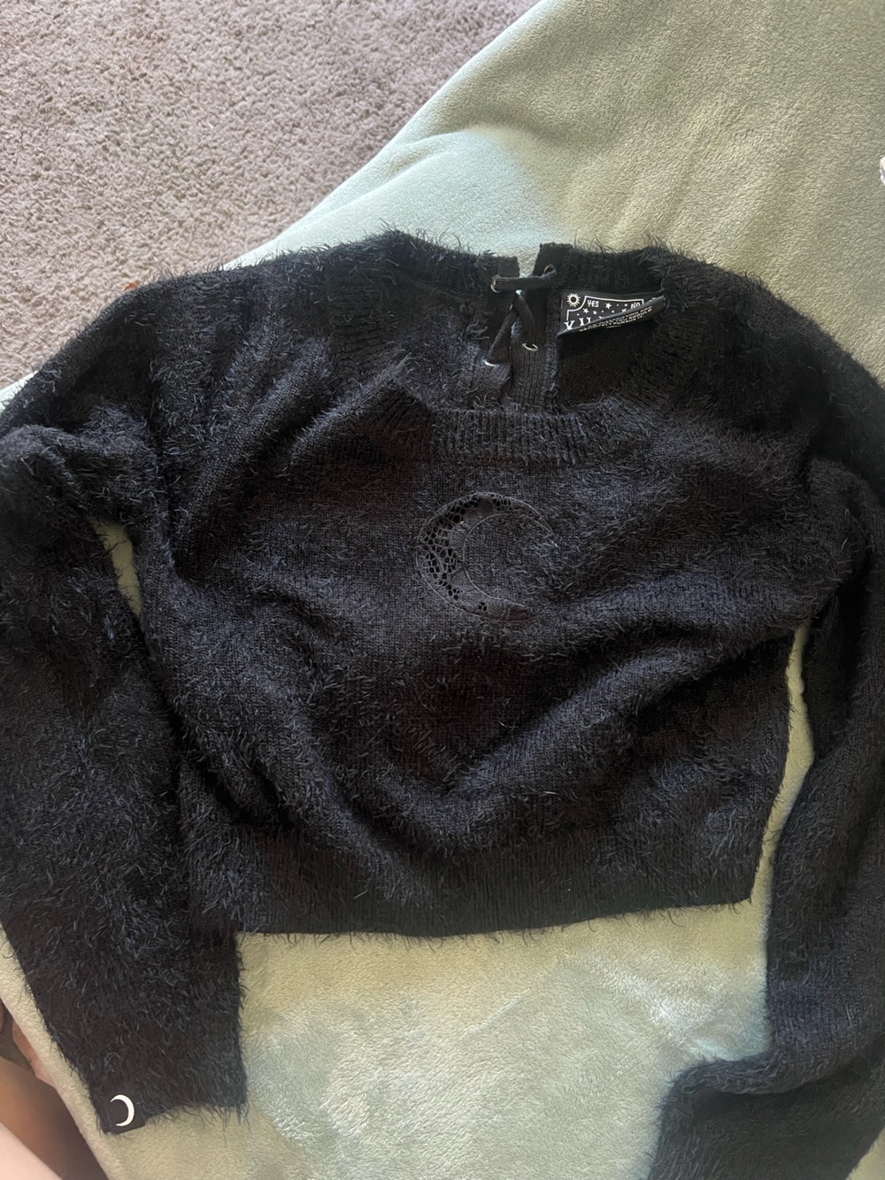 Killstar Obscura Fuzzy Knit Cropped Sweater